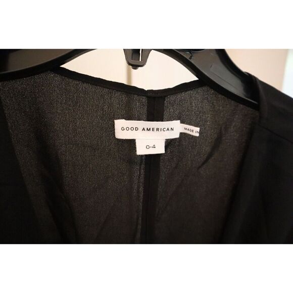 Good American GSW0394 Women's Sz 0-4 Black Goddess Tie Waist Robe Cover-Up - Picture 5 of 10